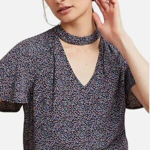 Anthropologie Maeve Bella Choker Flutter Sleeve Floral Blouse - Size XS